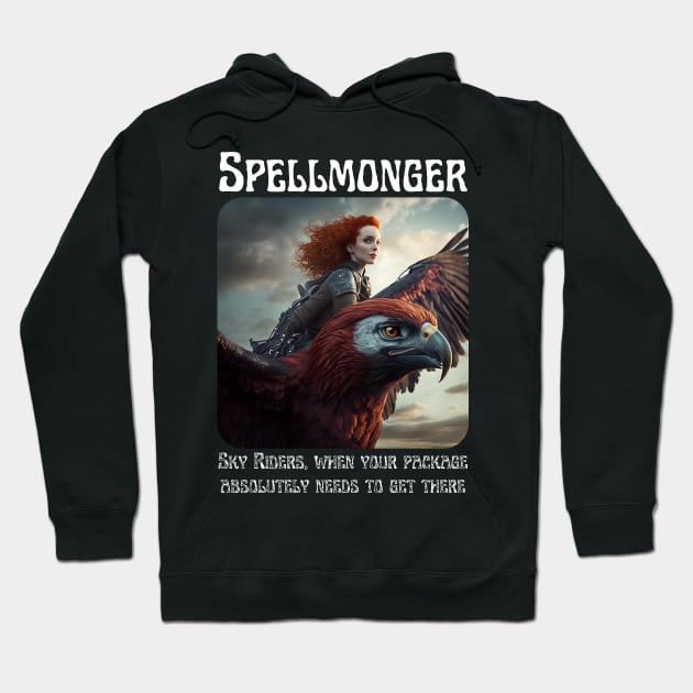 Spellmonger - Skyrider Delivery Service Hoodie by AI-datamancer